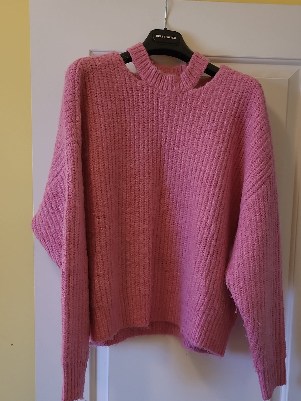 PIstola Pink Chunky Cutout-Neck Sweater